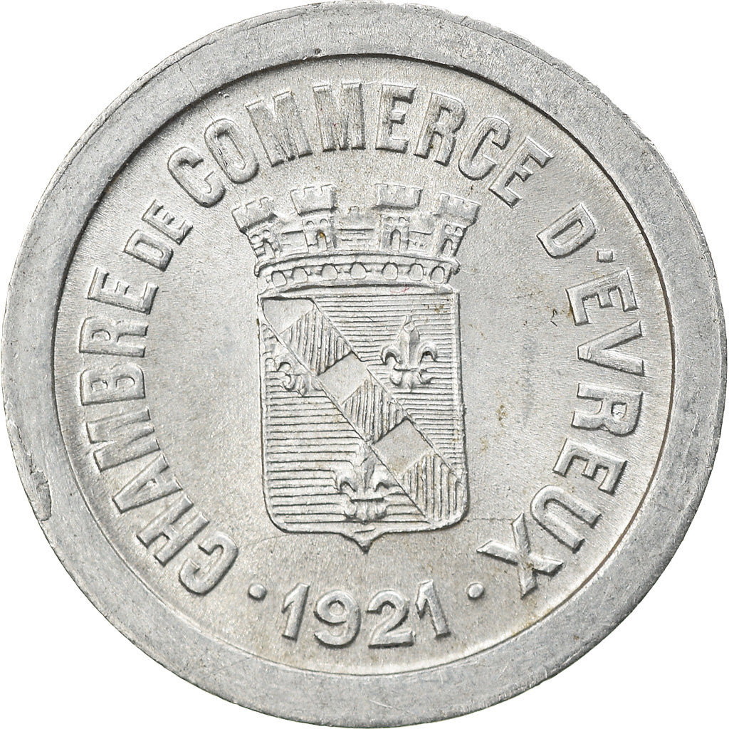 Coin, France, Chambre de Commerce, Evreux, 5 Centimes, 1921, AU(55-58)