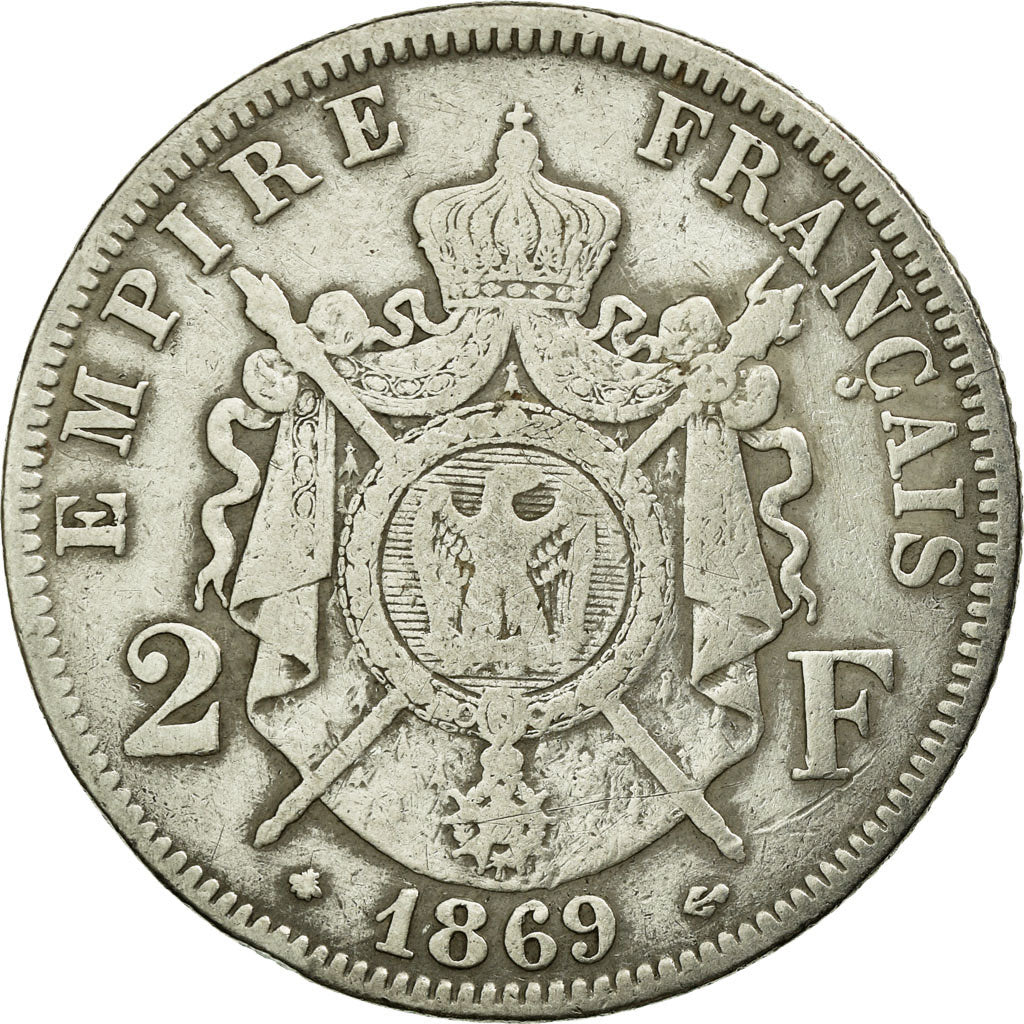 Coin, France, Napoleon III, Napoléon III, 2 Francs, 1869, Paris, VF(30-35)