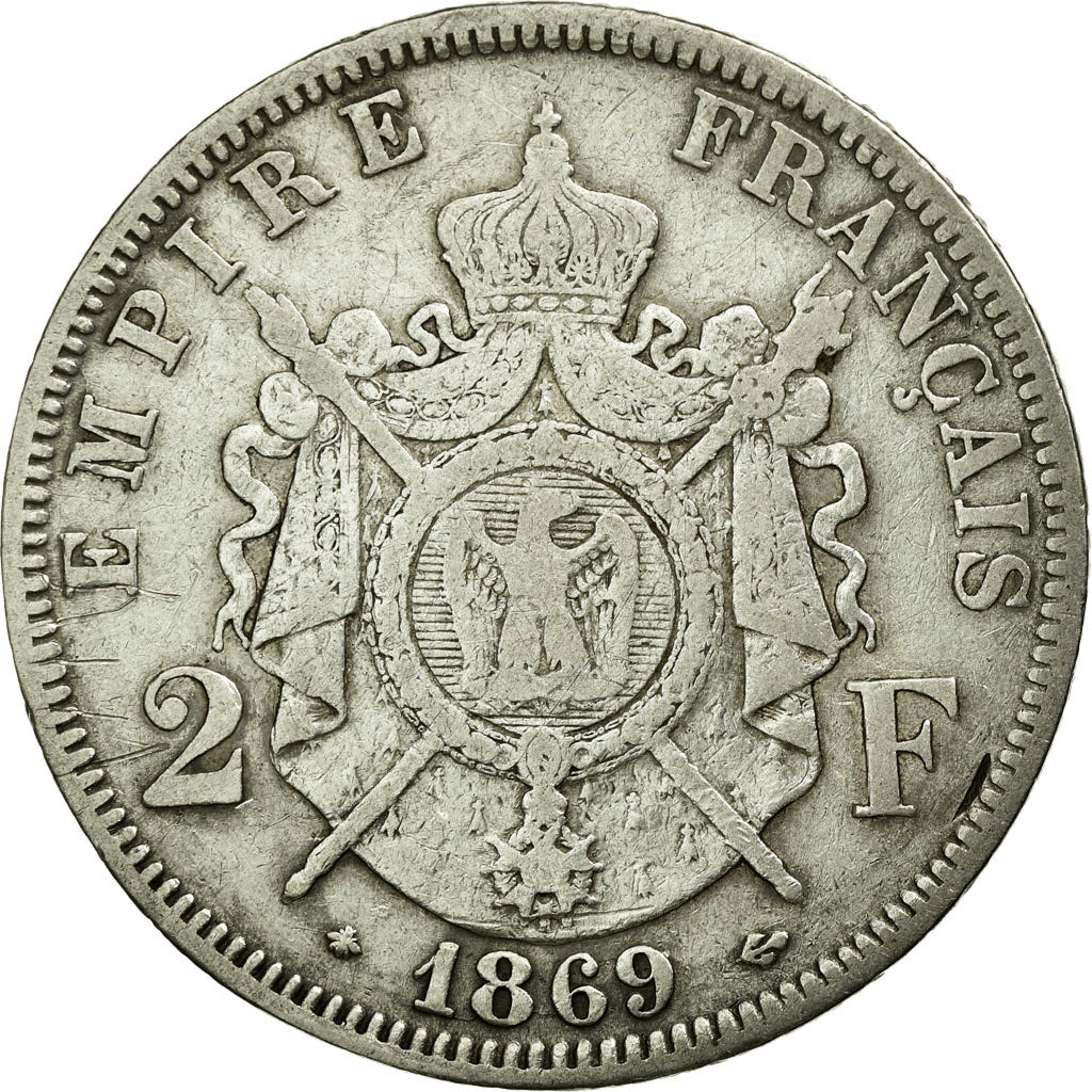 Monnaie, France, Napoleon III, Napoléon III, 2 Francs, 1869, Paris, TB+