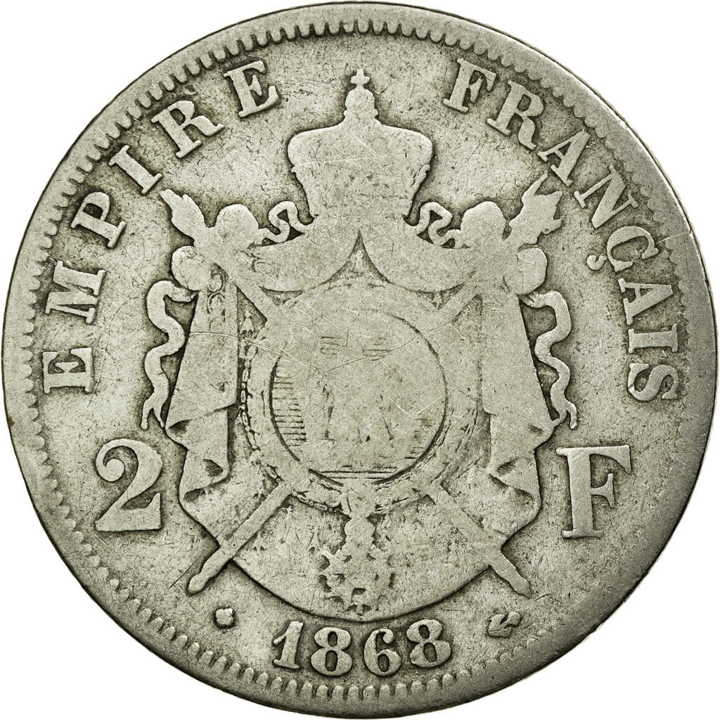 Münze, Frankreich, Napoleon III, Napoléon III, 2 Francs, 1868, Strasbourg