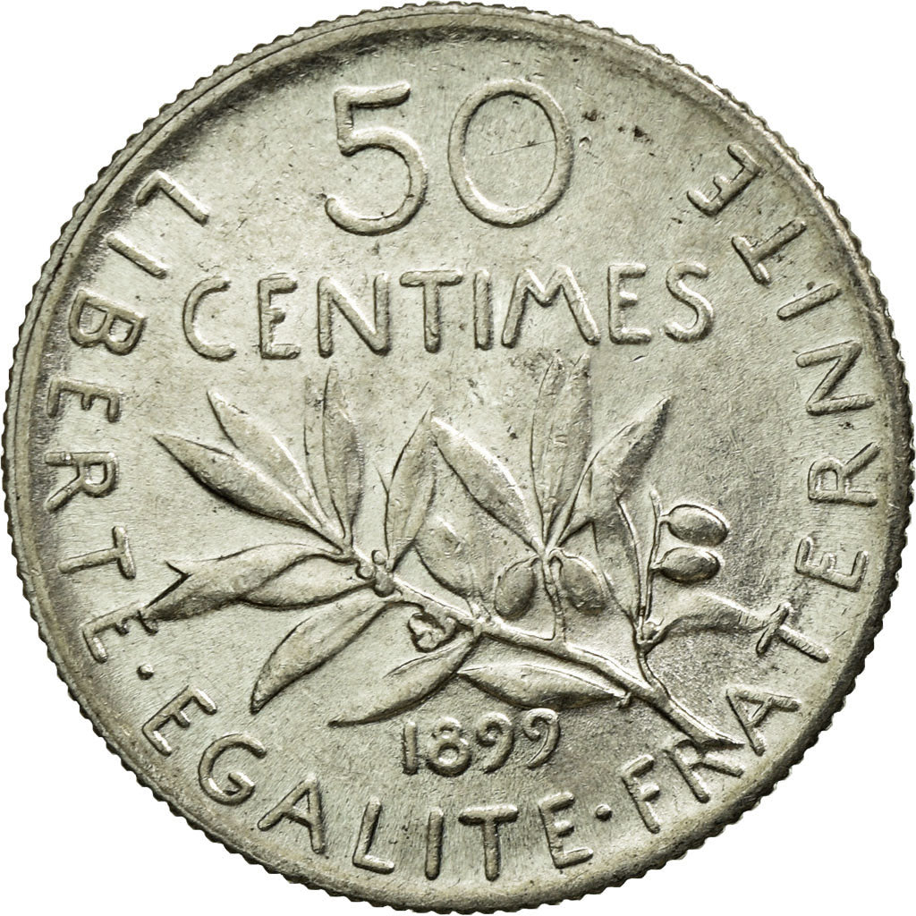 Coin, France, Semeuse, 50 Centimes, 1899, MS(60-62), Silver, KM:854, Gadoury:420