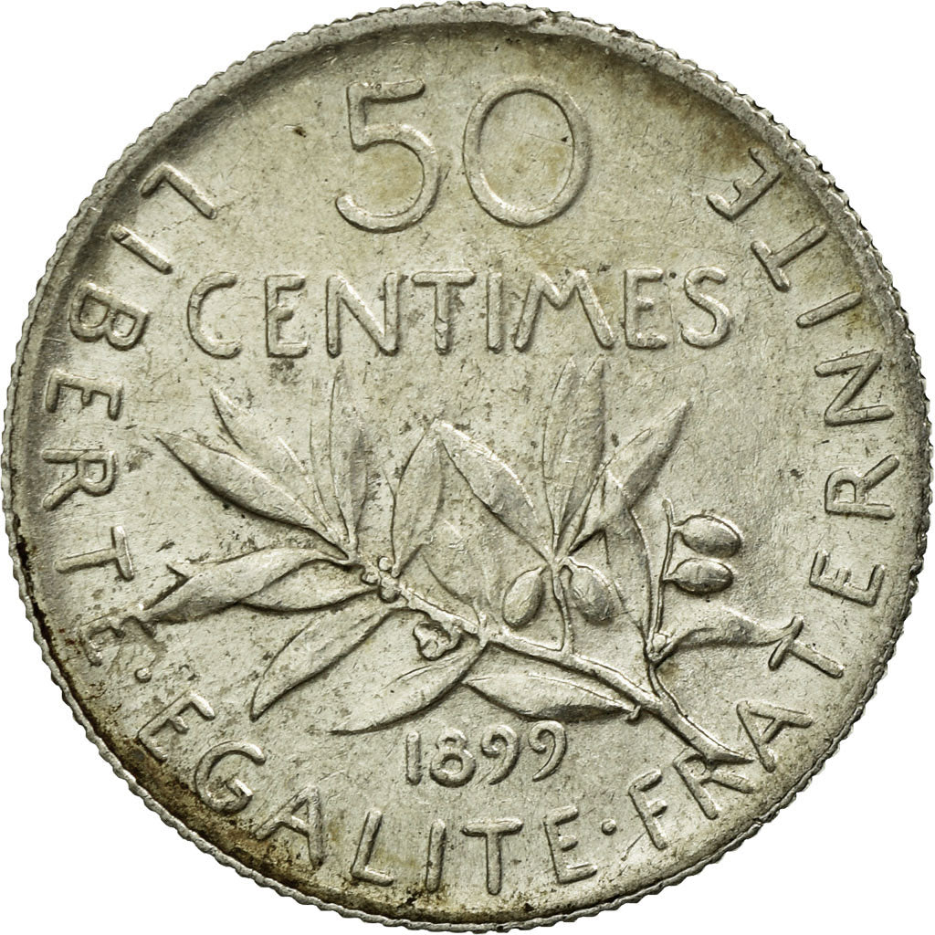 Coin, France, Semeuse, 50 Centimes, 1899, MS(60-62), Silver, KM:854, Gadoury:420