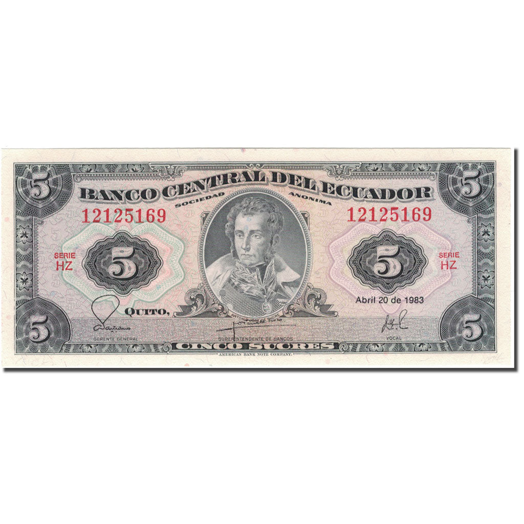 Geldschein, Ecuador, 5 Sucres, 1983-04-20, KM:108b, UNZ