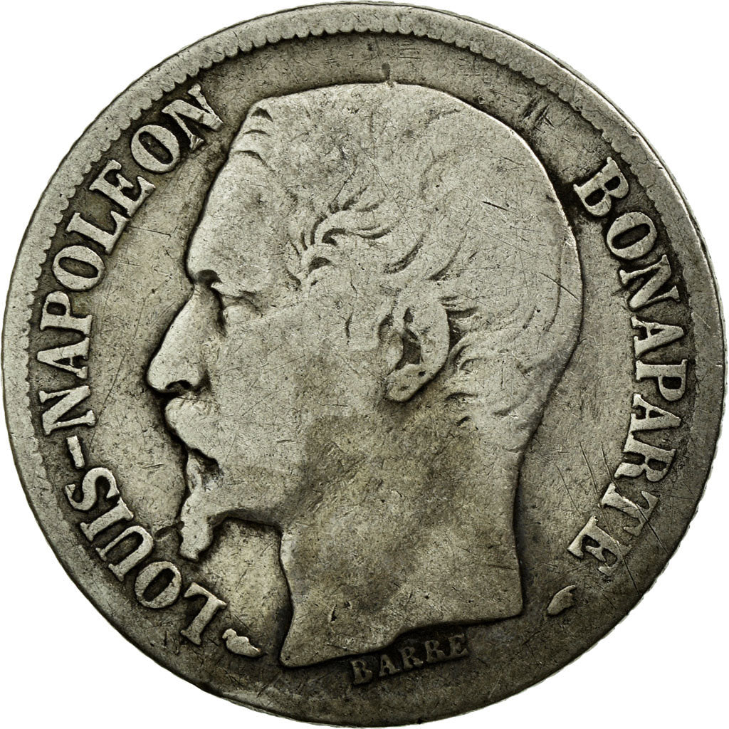 Moneta, Francia, Napoleon III, Napoléon III, Franc, 1852, Paris, B+, Argento
