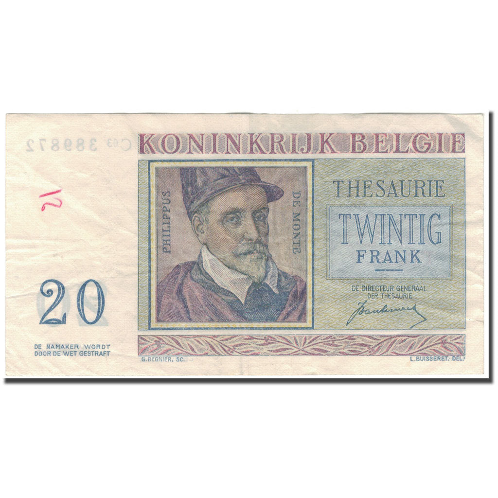 Banknote, Belgium, 20 Francs, 1950-07-01, KM:132a, EF(40-45)
