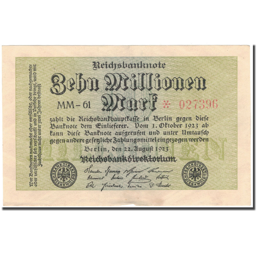 Billete, 10 Millionen Mark, 1923, Alemania, KM:106a, EBC