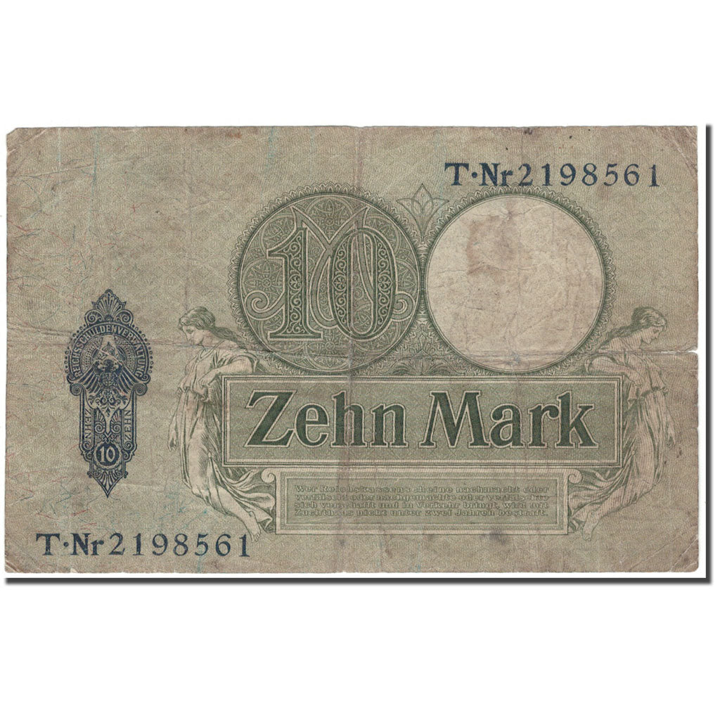 Banknote, Germany, 10 Mark, 1906, KM:9b, F(12-15)