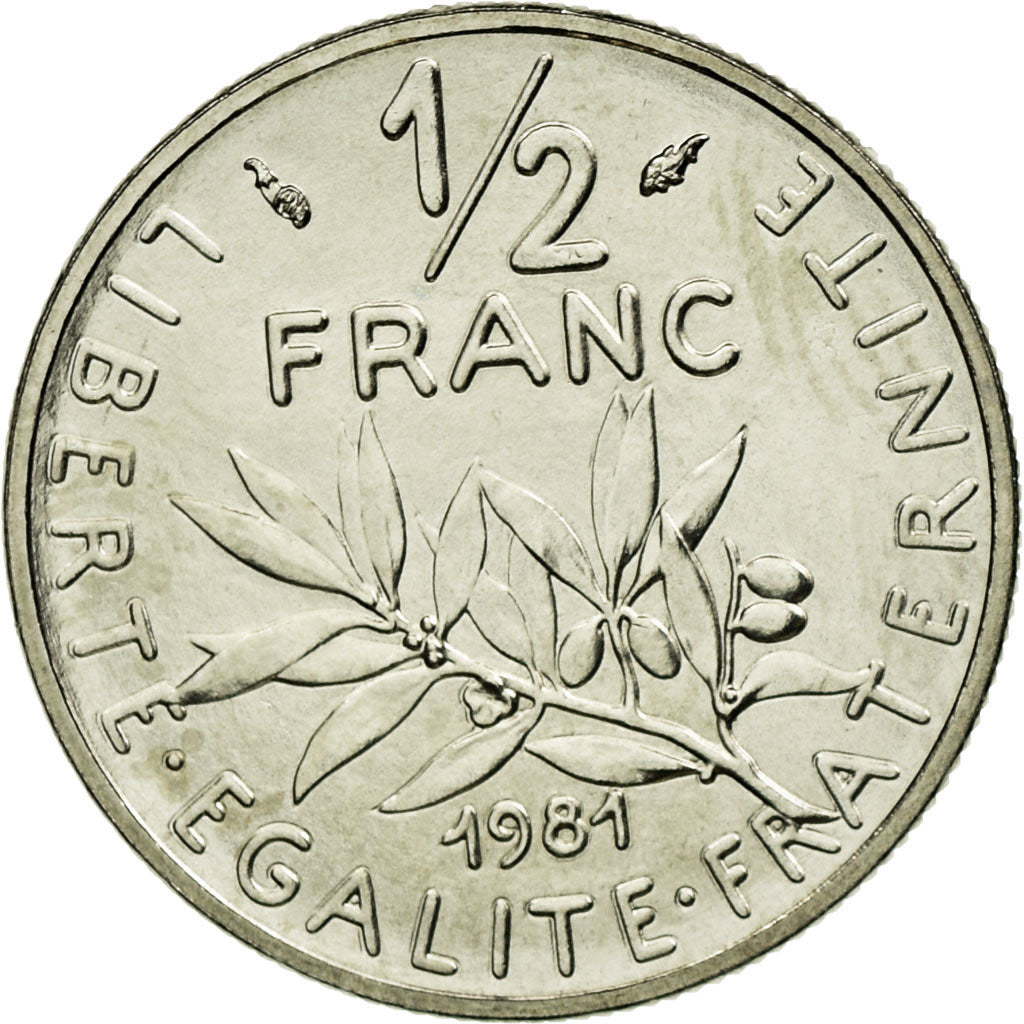 Munten, Frankrijk, Semeuse, 1/2 Franc, 1981, FDC, Nickel, KM:931.1, Gadoury:429