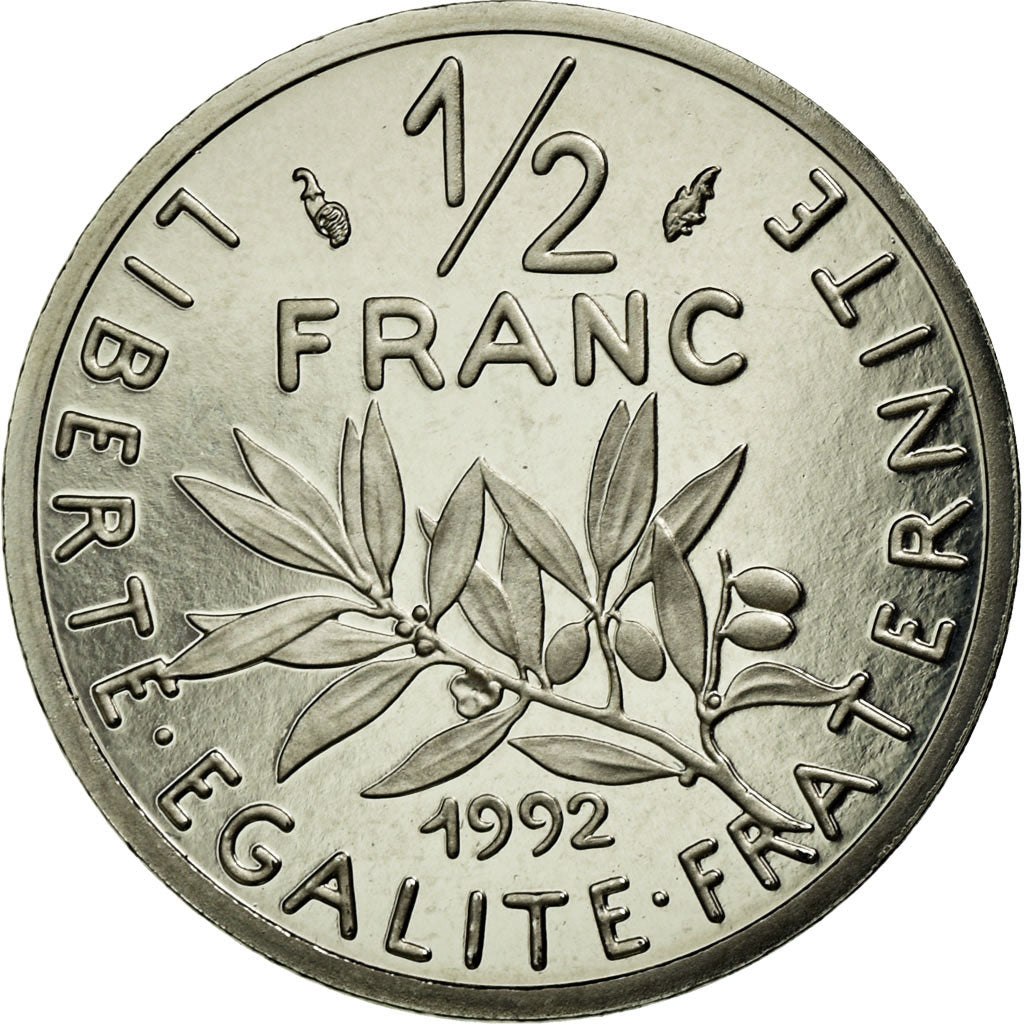 Monnaie, France, Semeuse, 1/2 Franc, 1992, FDC, Nickel, KM:931.2, Gadoury:429a