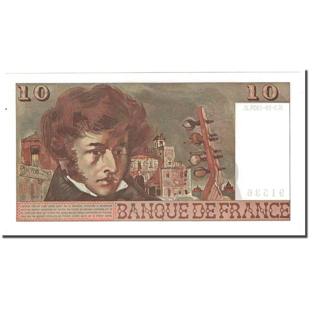 France, 10 Francs, Berlioz, 1974-10-03, UNC(65-70), Fayette:63.7b, KM:150a