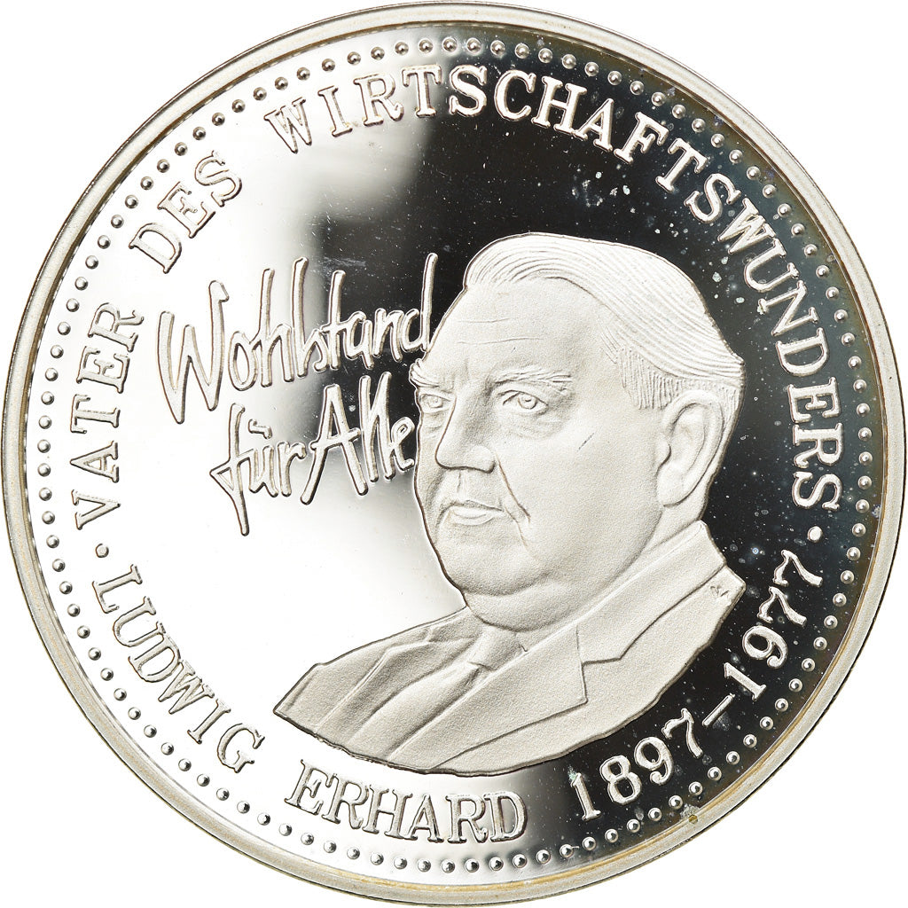 Allemagne, Médaille, Ludwig Erhard, Vater der Wirtschaftswunders, 1977, FDC