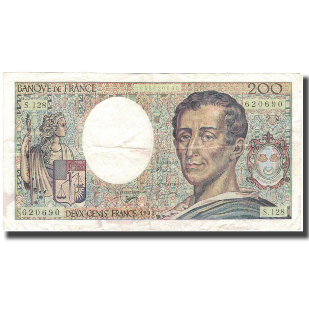 France, 200 Francs, Montesquieu, 1992, TTB, Fayette:70.12c), KM:155e