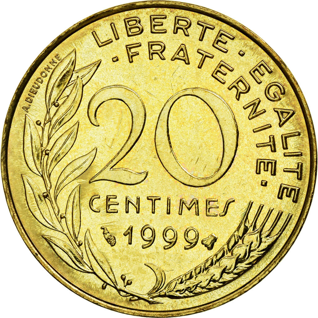 Coin, France, Marianne, 20 Centimes, 1999, MS(65-70), Aluminum-Bronze, KM:930