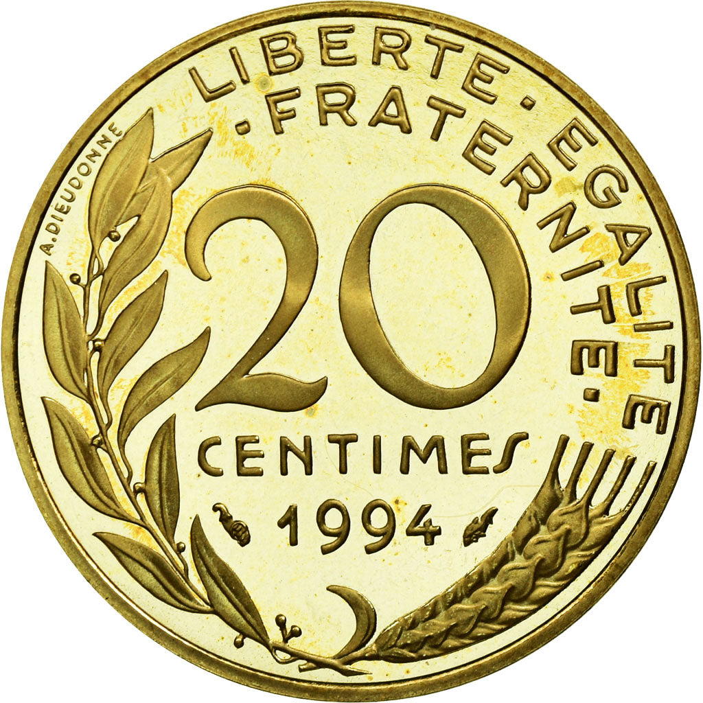 Coin, France, Marianne, 20 Centimes, 1994, MS(65-70), Aluminum-Bronze, KM:930