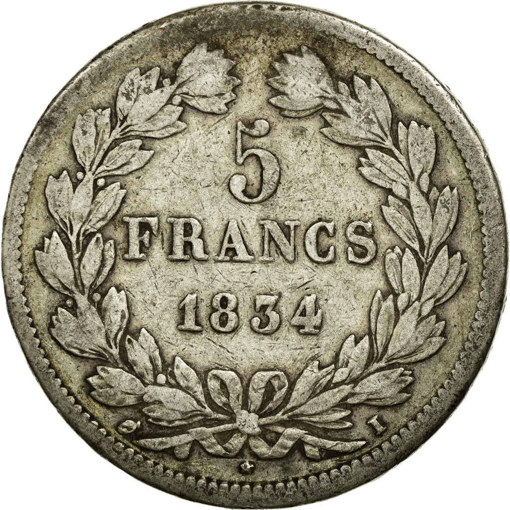 Coin, France, Louis-Philippe, 5 Francs, 1834, Limoges, VF(20-25), Silver