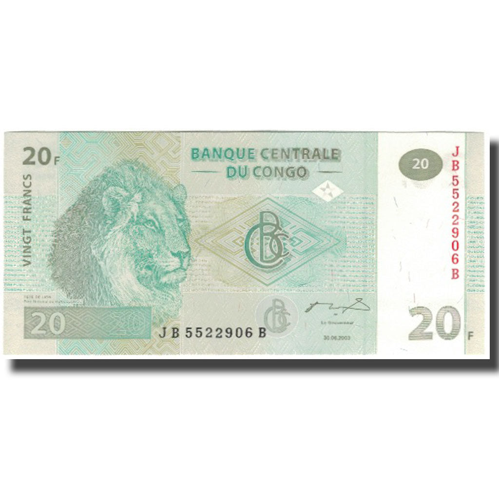 Geldschein, Congo Democratic Republic, 20 Francs, 2003-06-30, KM:94a, UNZ