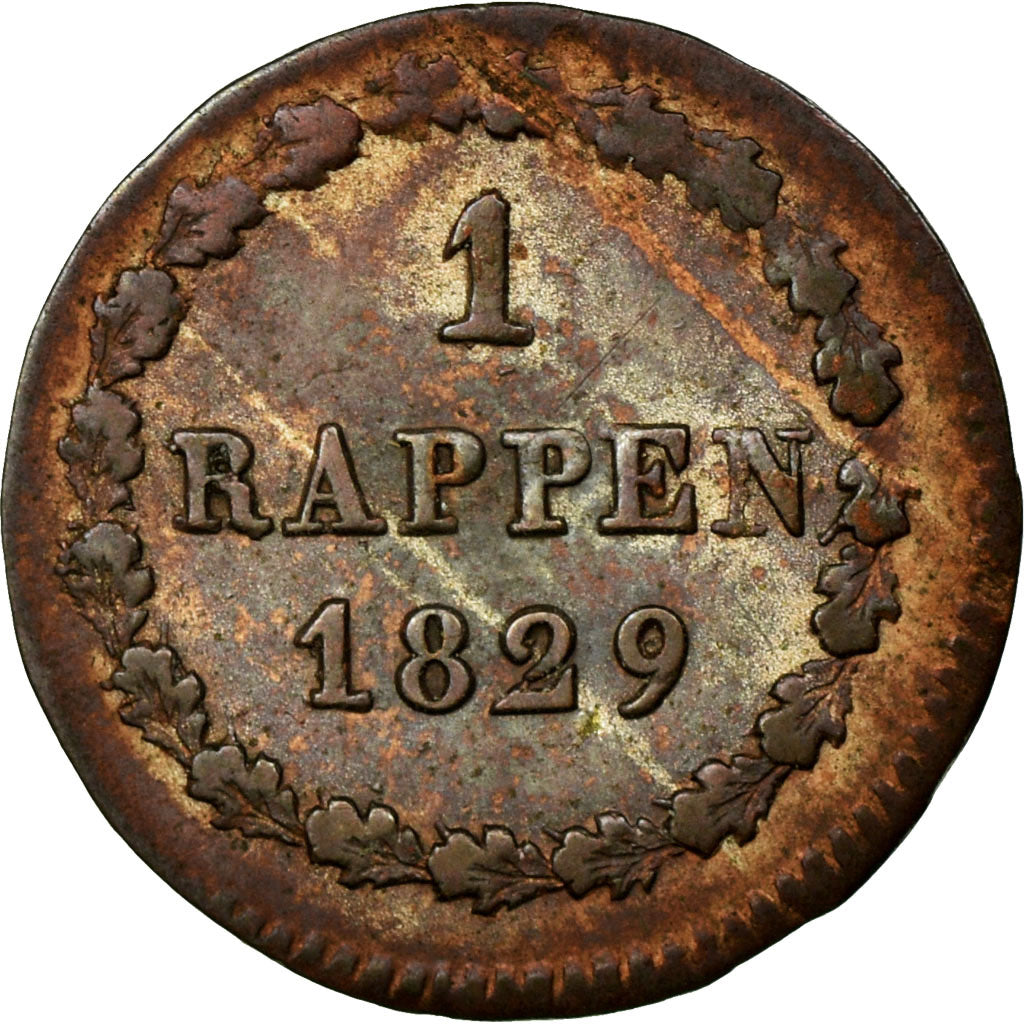 Coin, SWISS CANTONS, BERN, Rappen, 1829, Bern, AU(55-58), Billon, KM:172