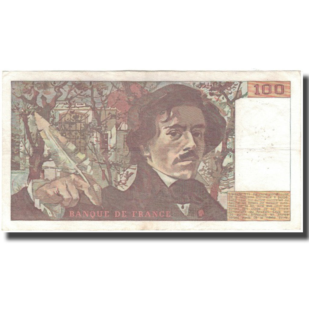 França, 100 Francs, Delacroix, 1979, EF(40-45), Fayette:69.2c, KM:154a