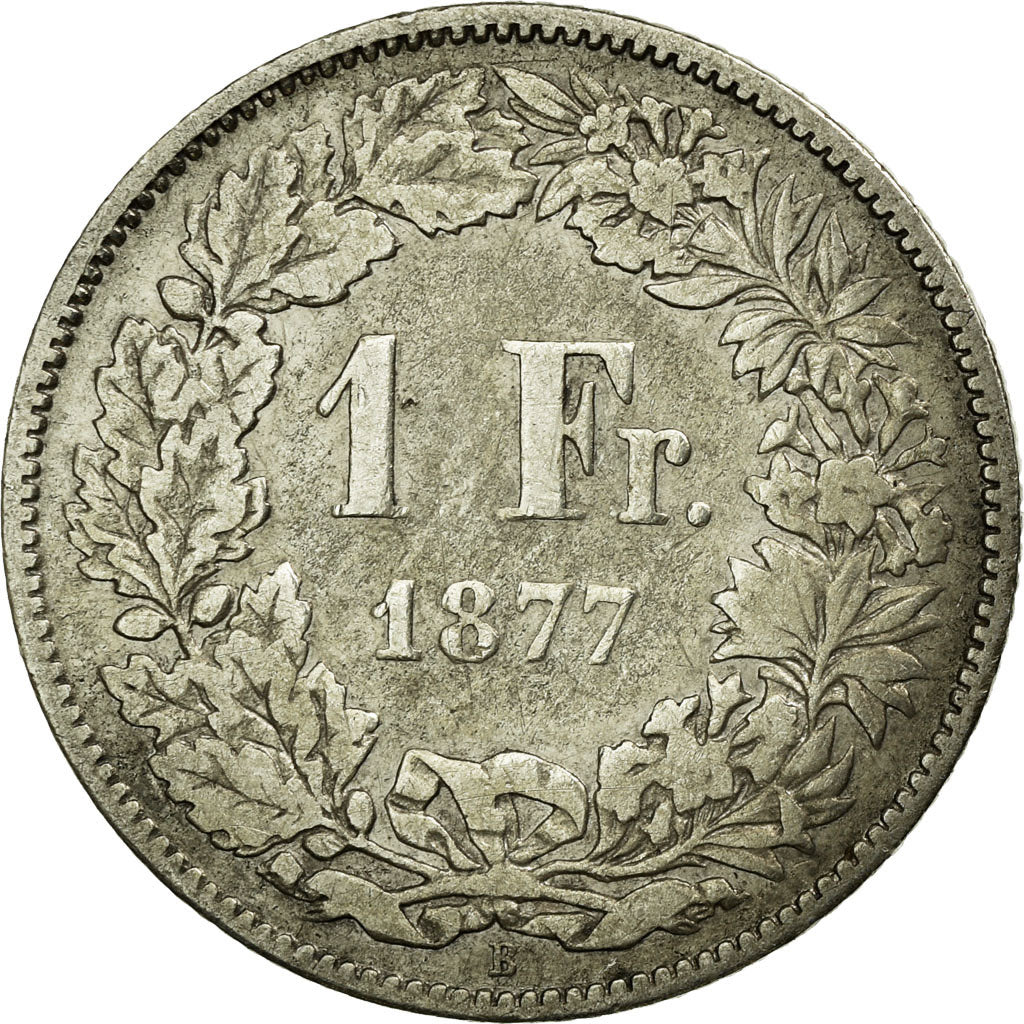 Coin, Switzerland, Franc, 1877, Bern, VF(20-25), Silver, KM:24