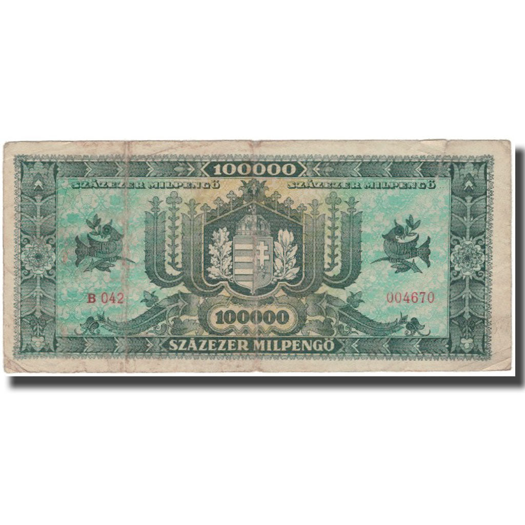 Billet, Hongrie, 100,000 Milpengö, 1946, KM:127, TB