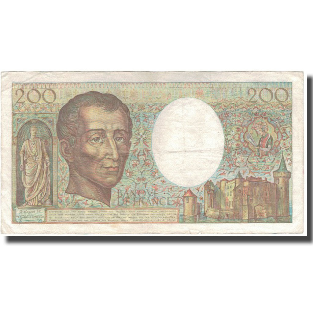 Francja, 200 Francs, Montesquieu, 1982, VF(20-25), Fayette:70.2, KM:155a