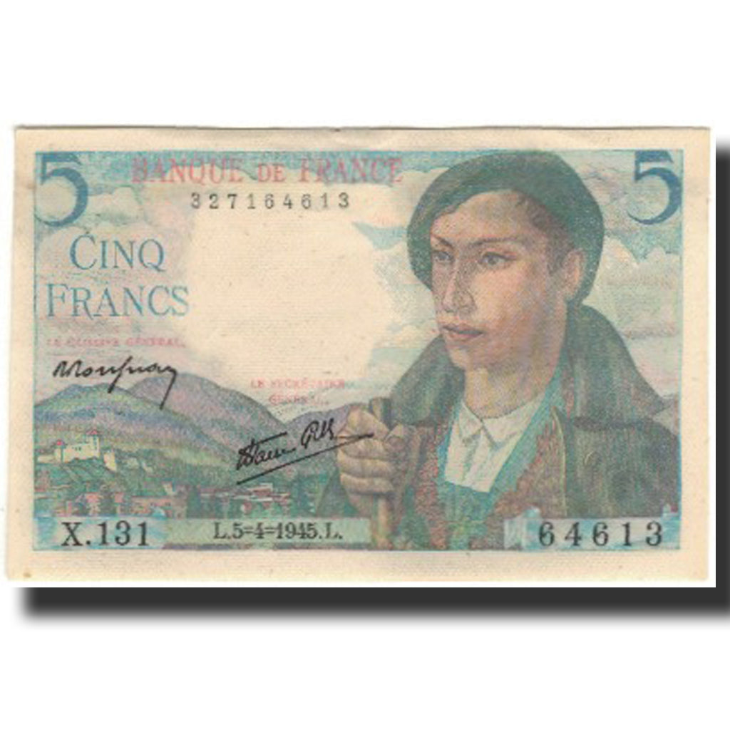 Frankrijk, 5 Francs, Berger, 1945-04-05, SUP, Fayette:5.6, KM:98a