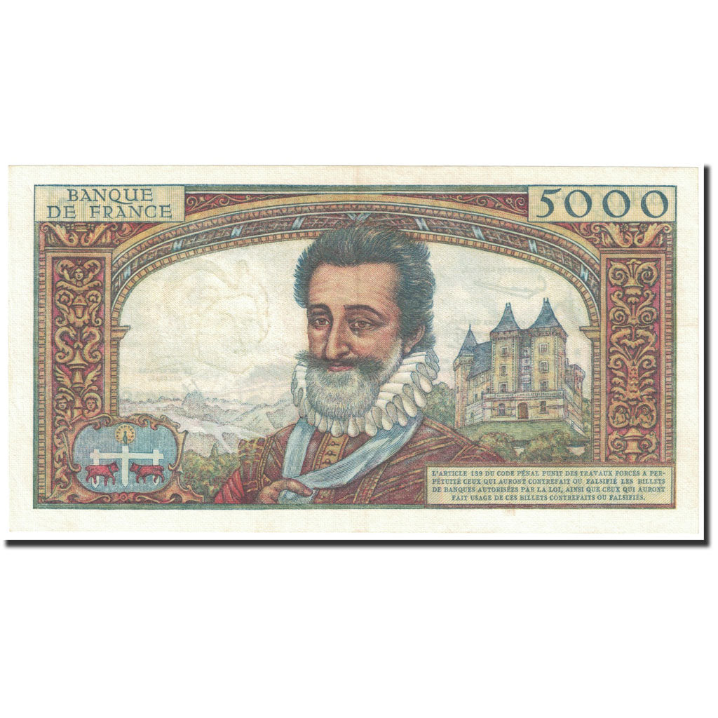 France, 5000 Francs, Henri IV, 1957-12-05, S.29, UNC(60-62)