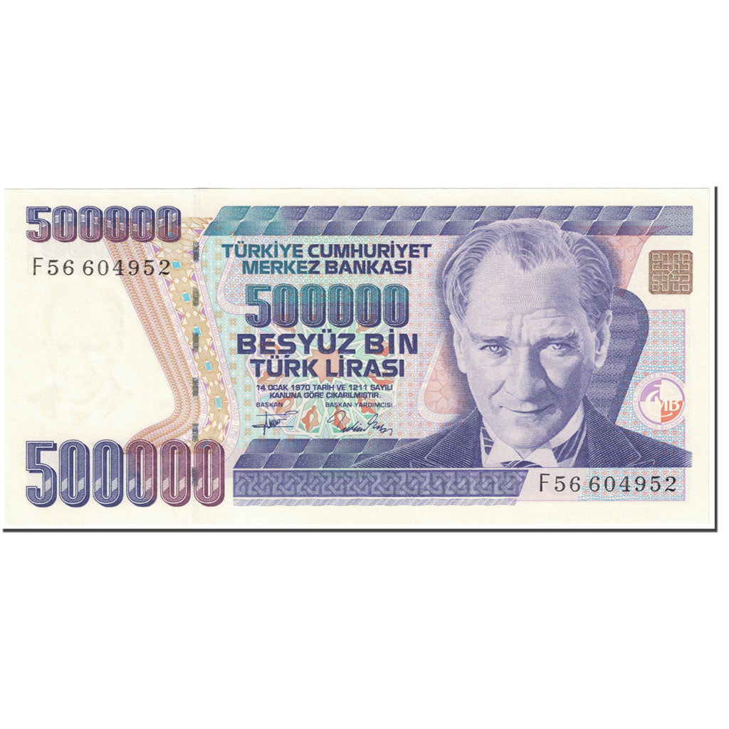Geldschein, Türkei, 500,000 Lira, 1994-2006, Old Date 1970-10-14, KM:208, UNZ
