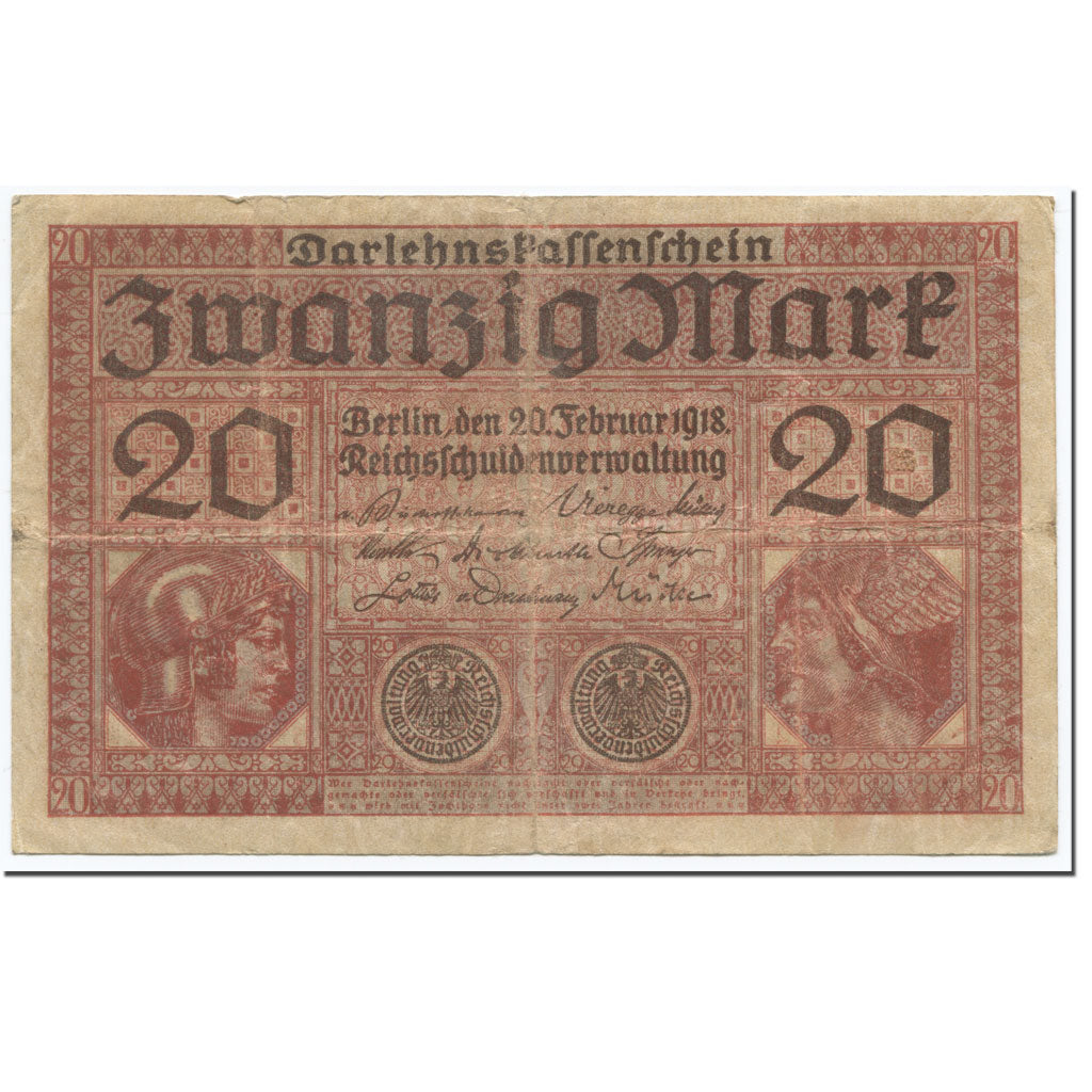Banknote, Germany, 20 Mark, 1918, 1918-02-20, KM:57, VF(30-35)