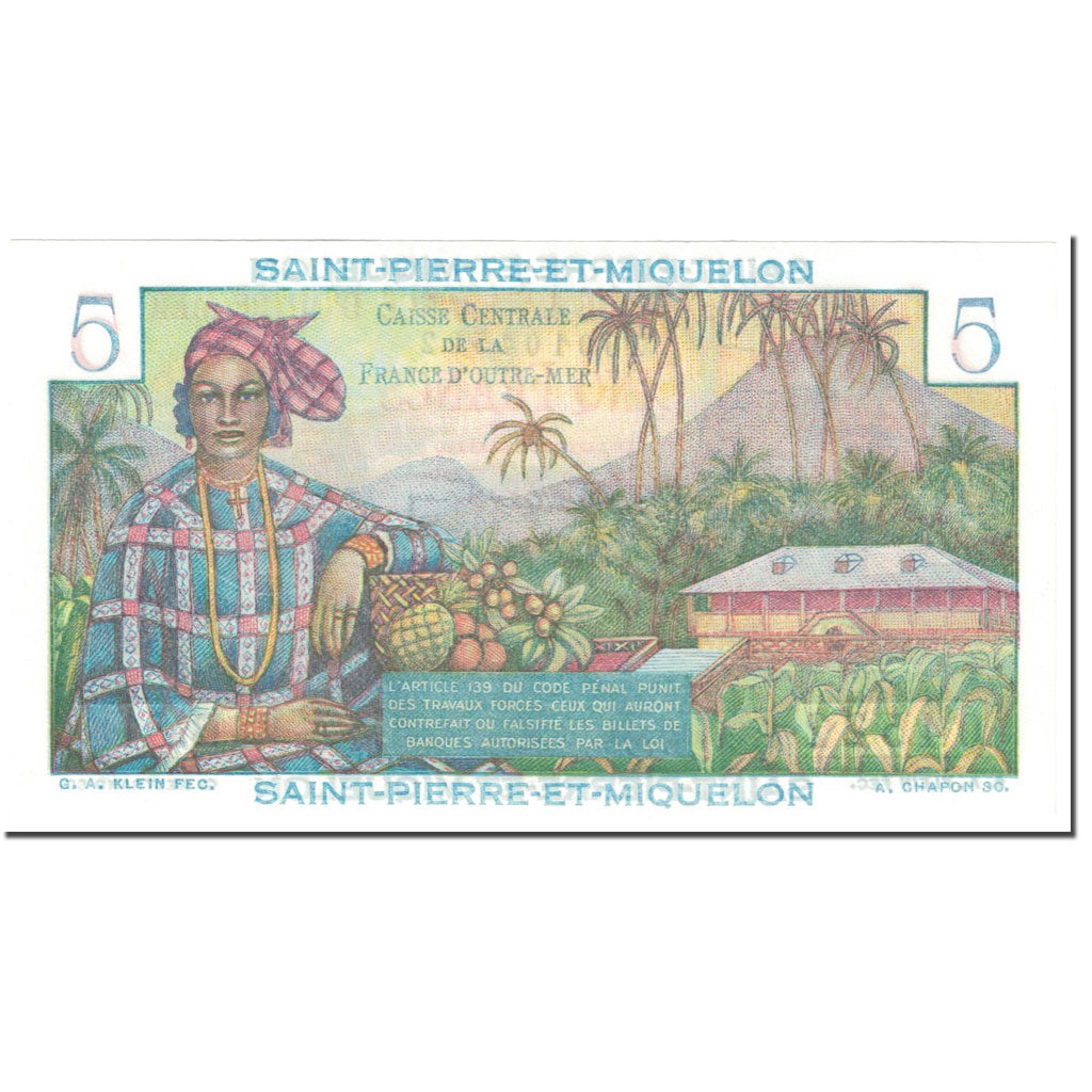 Saint Pierre and Miquelon, 5 Francs, 1950-60, Undated (1950-1960), UNC(65-70)