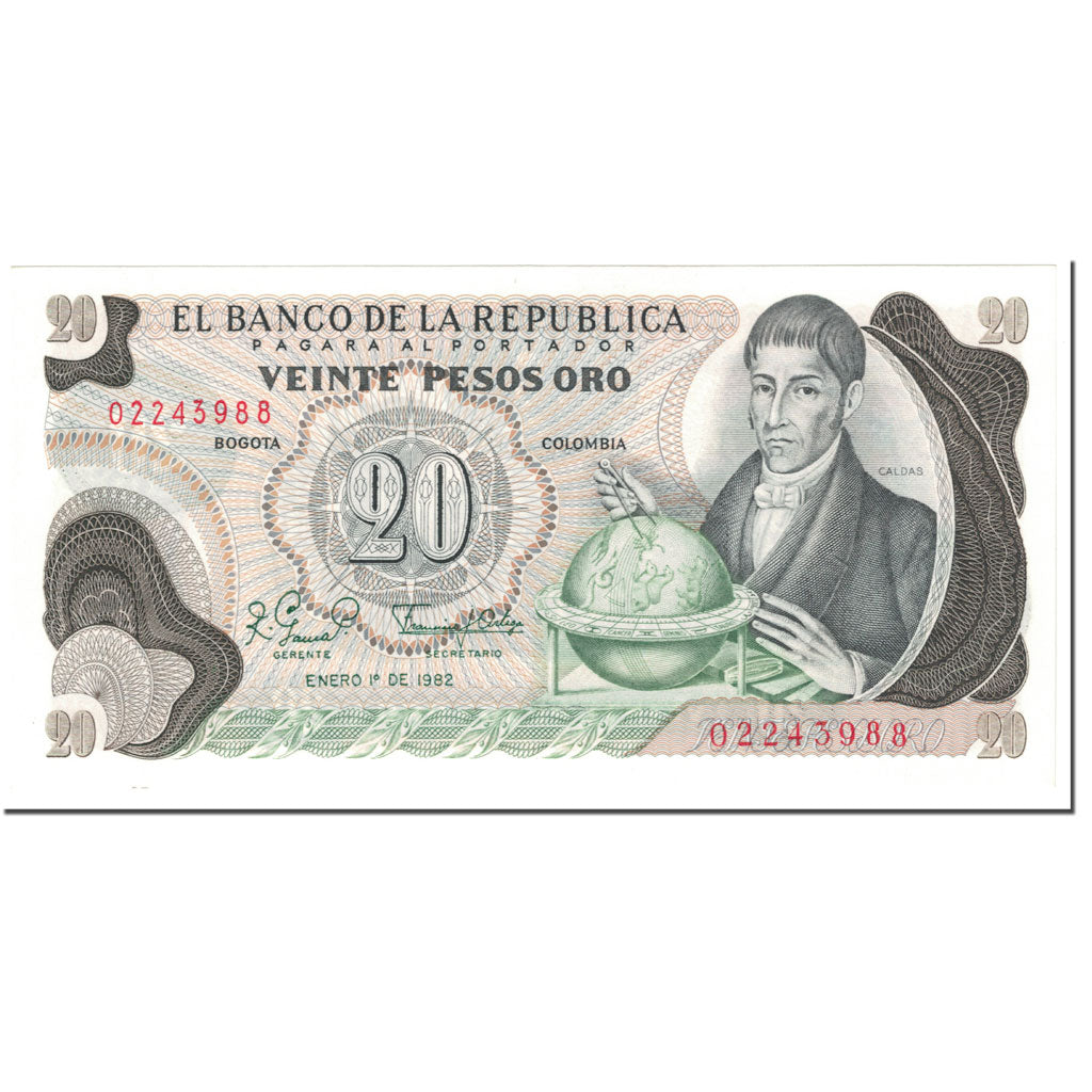 Geldschein, Kolumbien, 20 Pesos Oro, 1982, 1982-01-01, KM:409d, UNZ