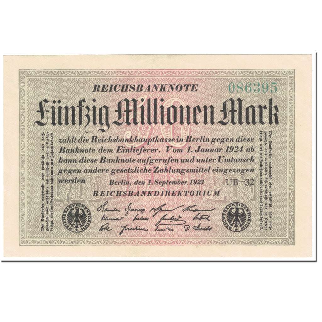 Banknote, Germany, 50 Millionen Mark, 1923, 1923-09-01, KM:109b, UNC(65-70)