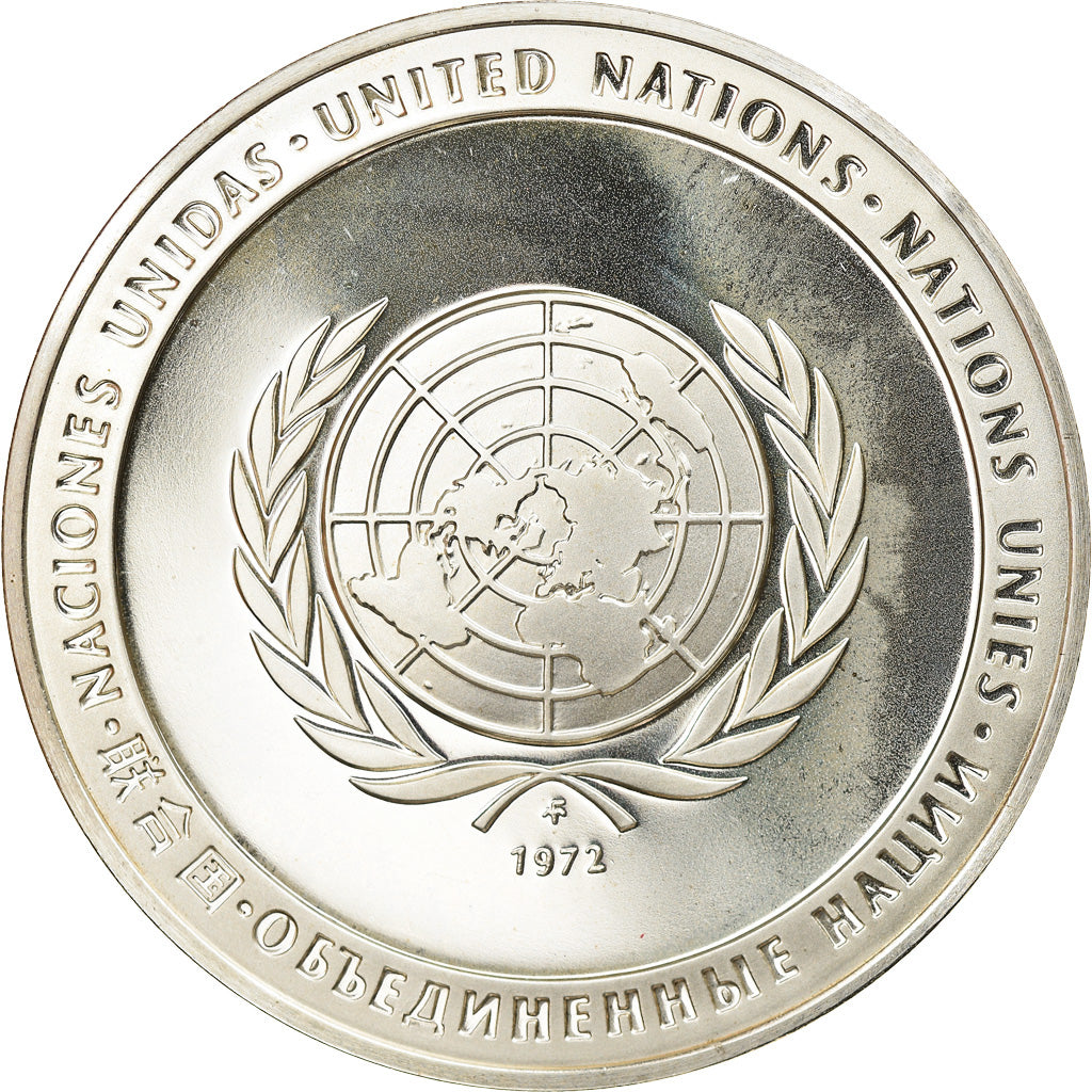 France, Medal, Les Nations Unies, La Paix, 1972, MS(64), Silver