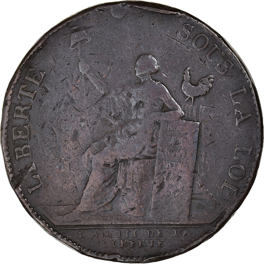 Coin, France, 2 Sols, 1791, Birmingham, Monneron, VF(20-25), Bronze, KM:Tn23