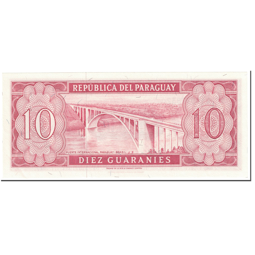 Banknote, Paraguay, 10 Guaranies, 1963, Undated (1963), KM:196b, UNC(65-70)