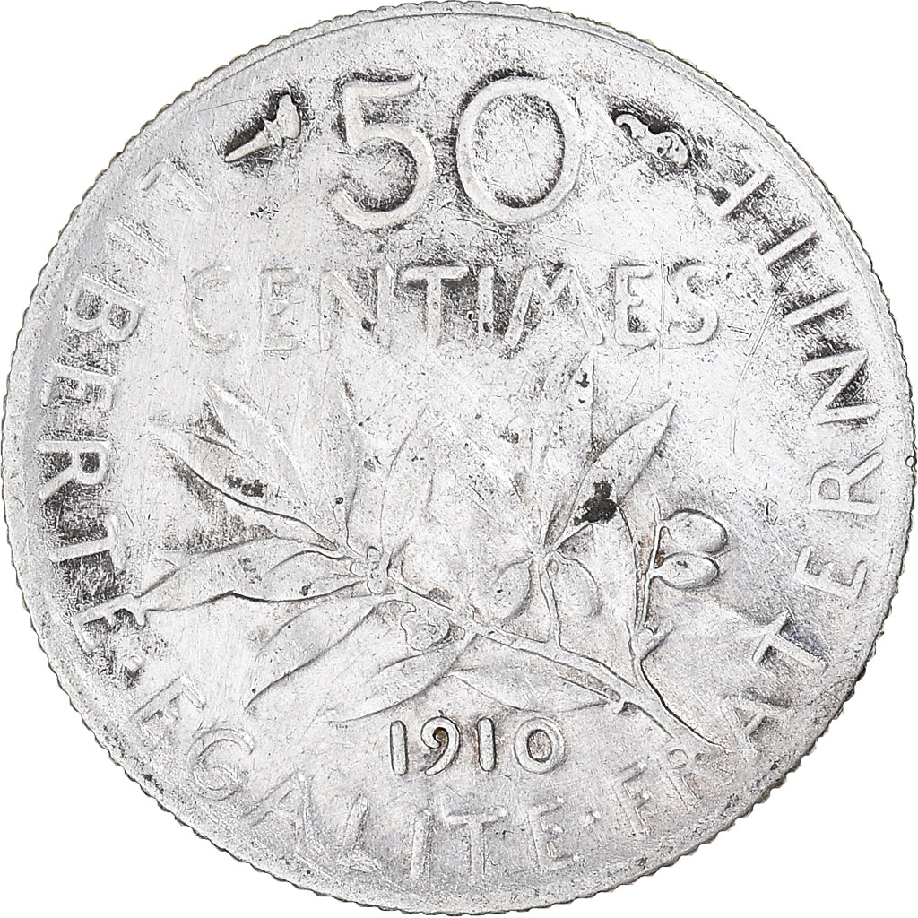 Monnaie, France, Semeuse, 50 Centimes, 1910, Paris, TB+, Argent, Gadoury:420