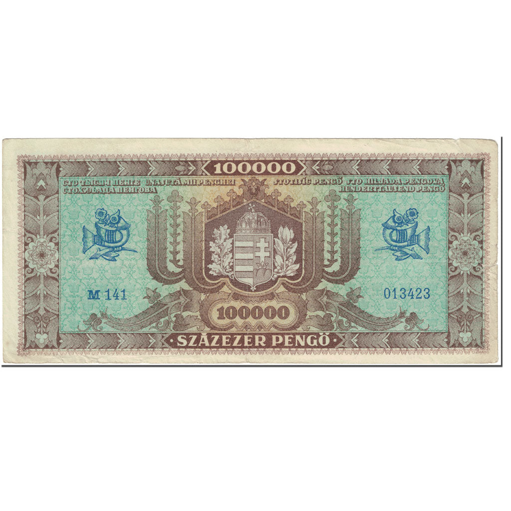 Banknote, Hungary, 100,000 Pengö, 1945, 1945-10-23, KM:120A, VF(20-25)