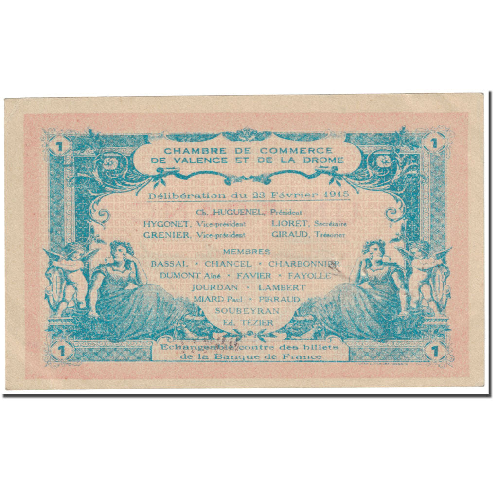 France, Valence, 1 Franc, 1915, EF(40-45), Pirot:127-7