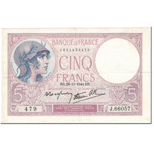 Francia, 5 Francs, Violet, 1940, 1940-11-28, MBC, Fayette:4.15, KM:83