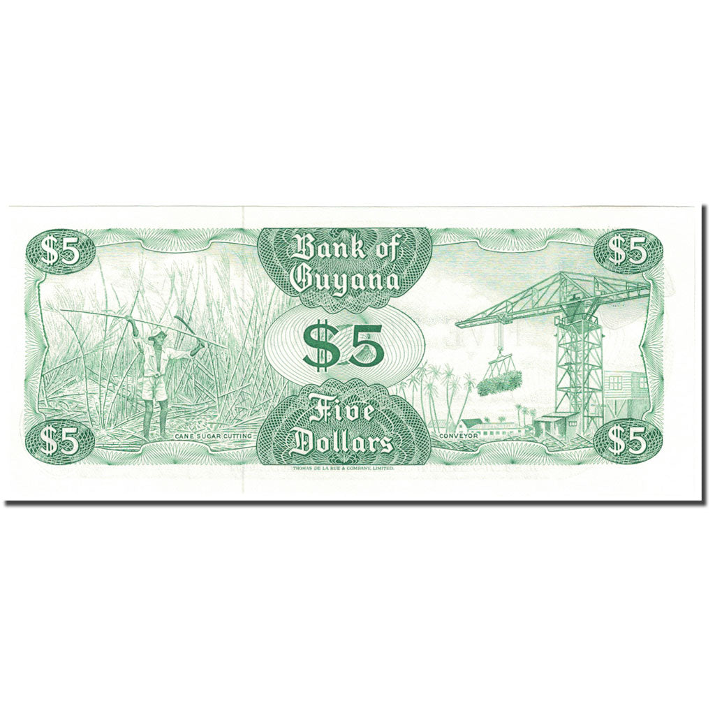 Banknote, Guyana, 5 Dollars, 1989, Undated (1989), KM:22e, UNC(65-70)