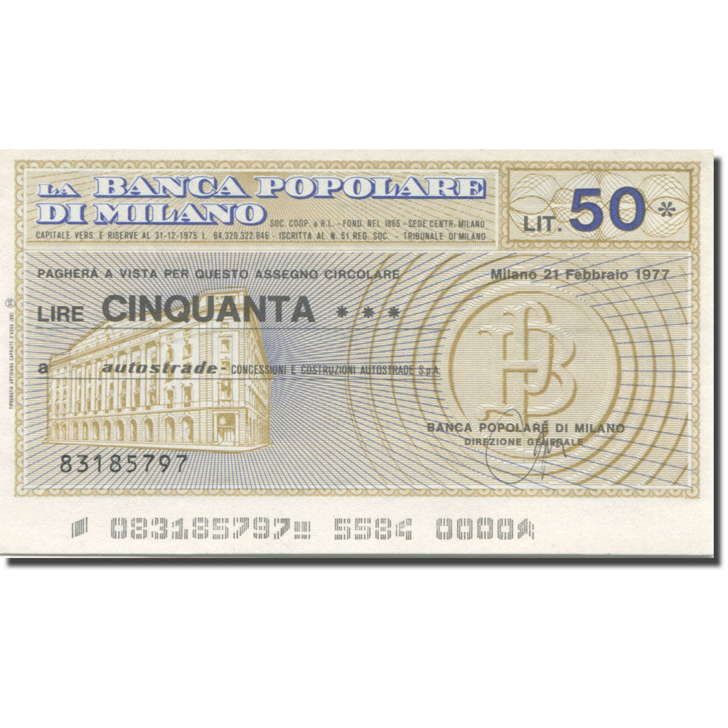 Banknote, Italy, 50 Lire, 1977, 1977-02-21, Milano, UNC(65-70)