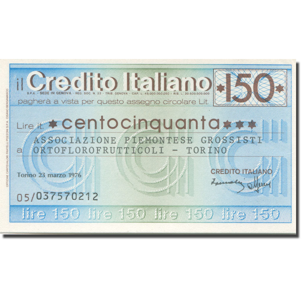 Banknote, Italy, 150 Lire, 1976, 1976-03-23, Torino, UNC(65-70)