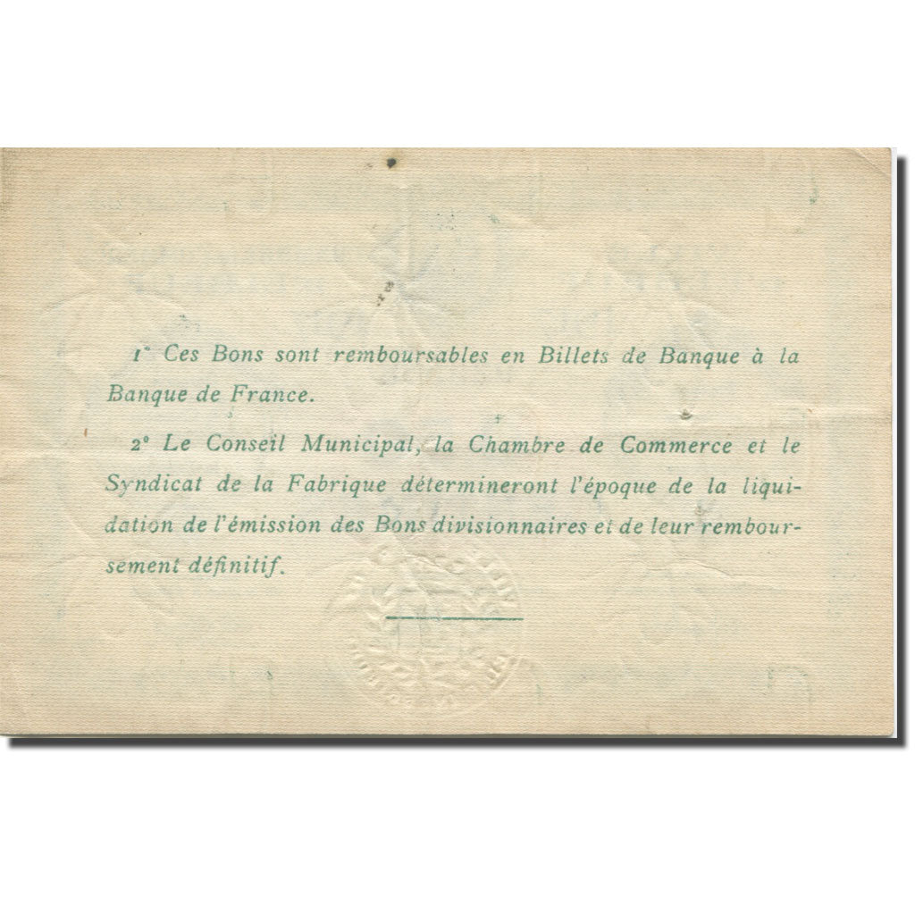 France, Elbeuf, 50 Centimes, 1917, AU(55-58), Pirot:55-9