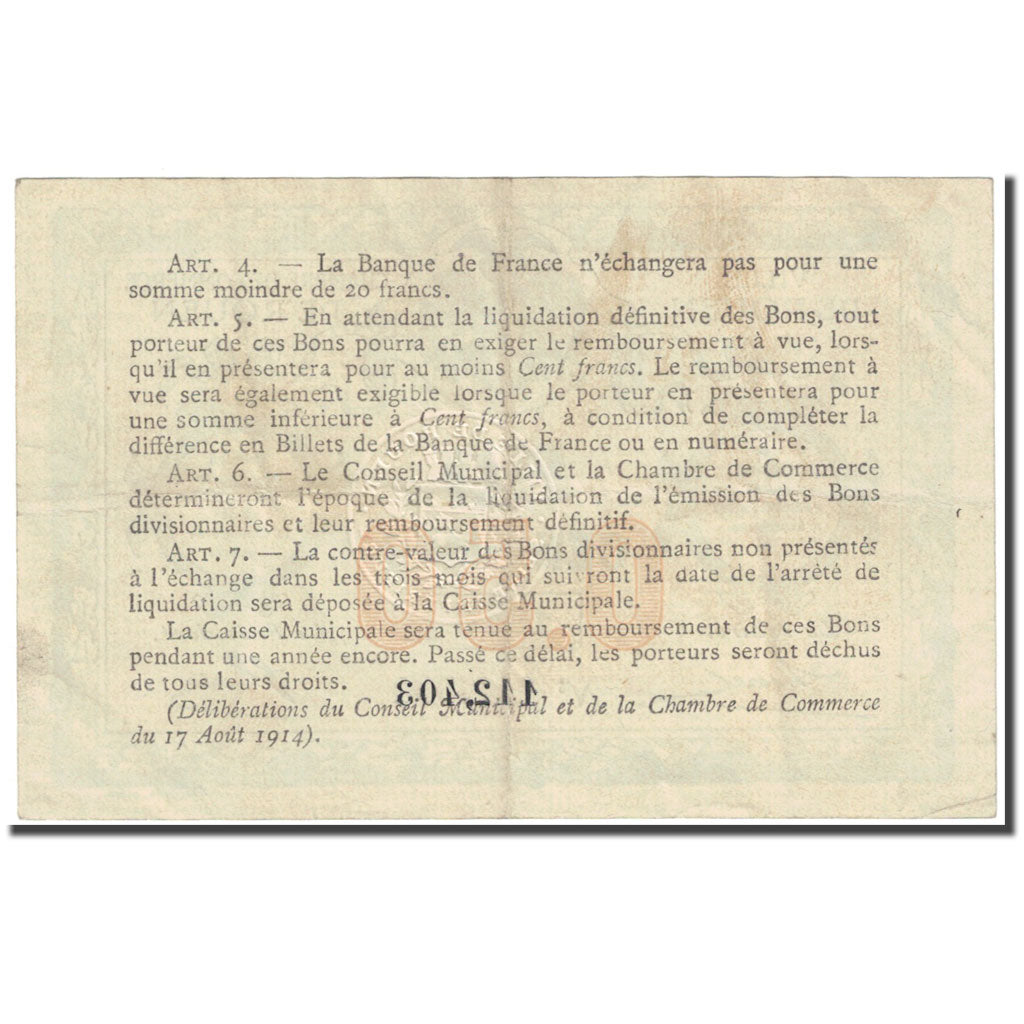 France, Rouen, 50 Centimes, 1916, Chambre de Commerce, EF(40-45), Pirot:110-18