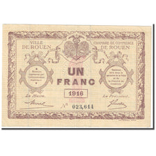 France, Rouen, 1 Franc, 1916, Chambre de Commerce, EF(40-45), Pirot:110-21