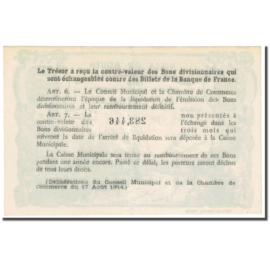France, Rouen, 50 Centimes, 1918, Chambre de Commerce, EF(40-45), Pirot:110-37