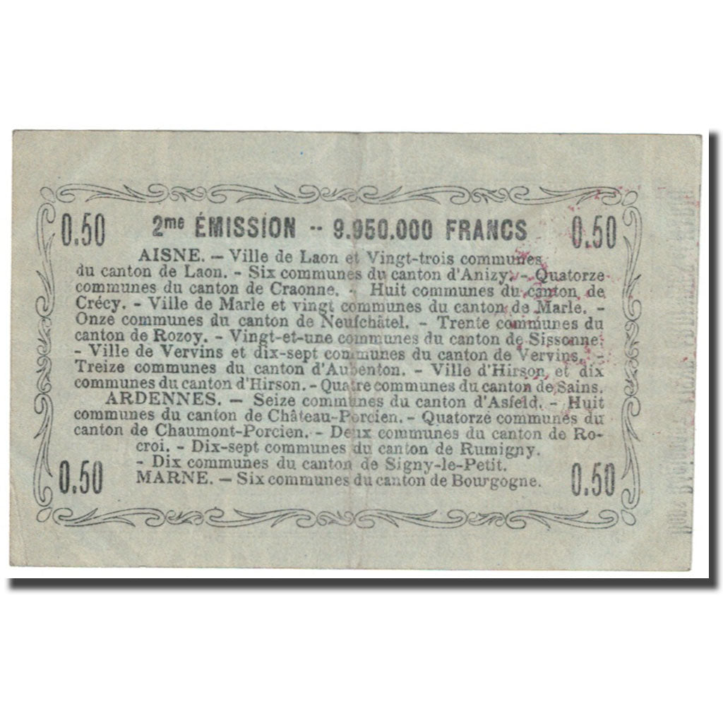 France, Laon, 50 Centimes, 1916, Bon Régional, EF(40-45), Pirot:02-1308