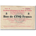 Francia, Charleville-Mézières, 5 Francs, 1916, Bon de Caisse, MBC, Pirot:08-85
