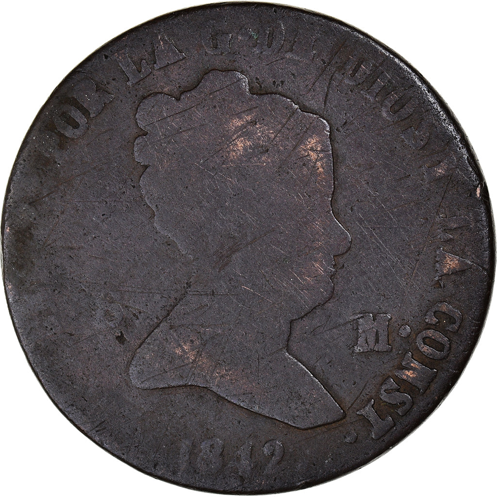 Coin, Spain, Isabel II, 8 Maravedis, 1842, Segovia, VF(20-25), Copper, KM:531.3