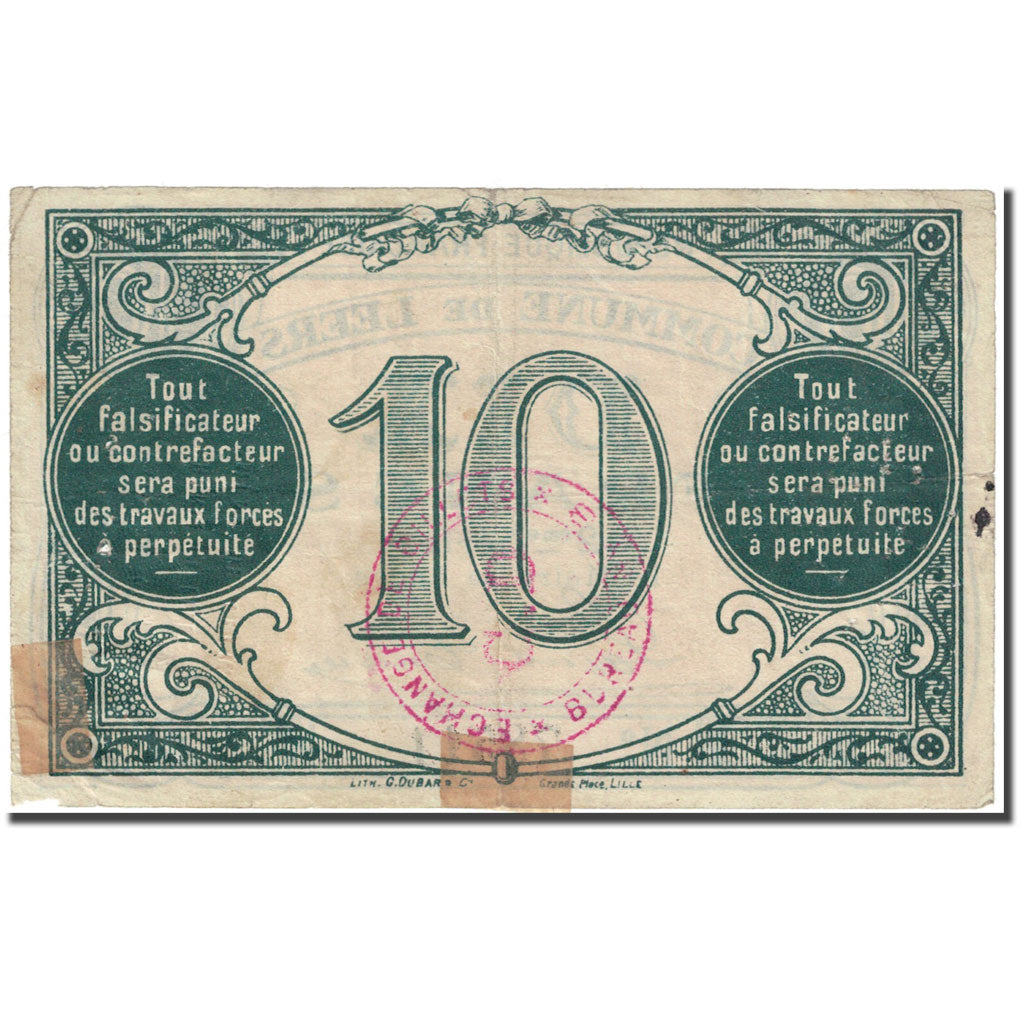 Francia, Leers, 10 Francs, Bon Communal, RC, Pirot:59-1546